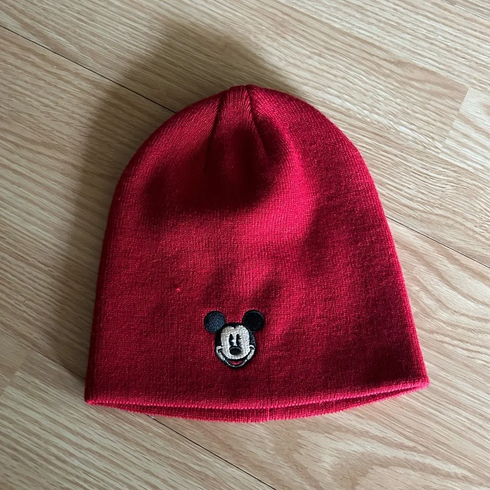 Disney Parks Mickey Mouse Red Fleece Beanie OS